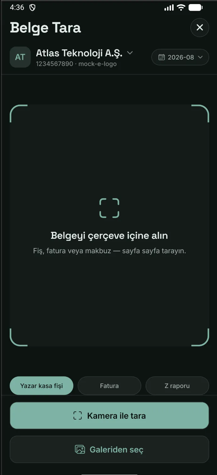 Belge tarama ekranı